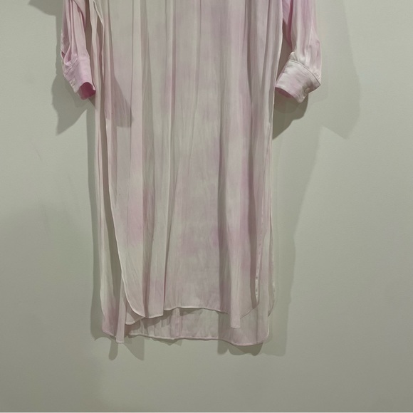 Smythe pink & white tie dye long sleeve v neck maxi tunic blouse top heart sz XS - Picture 3 of 5